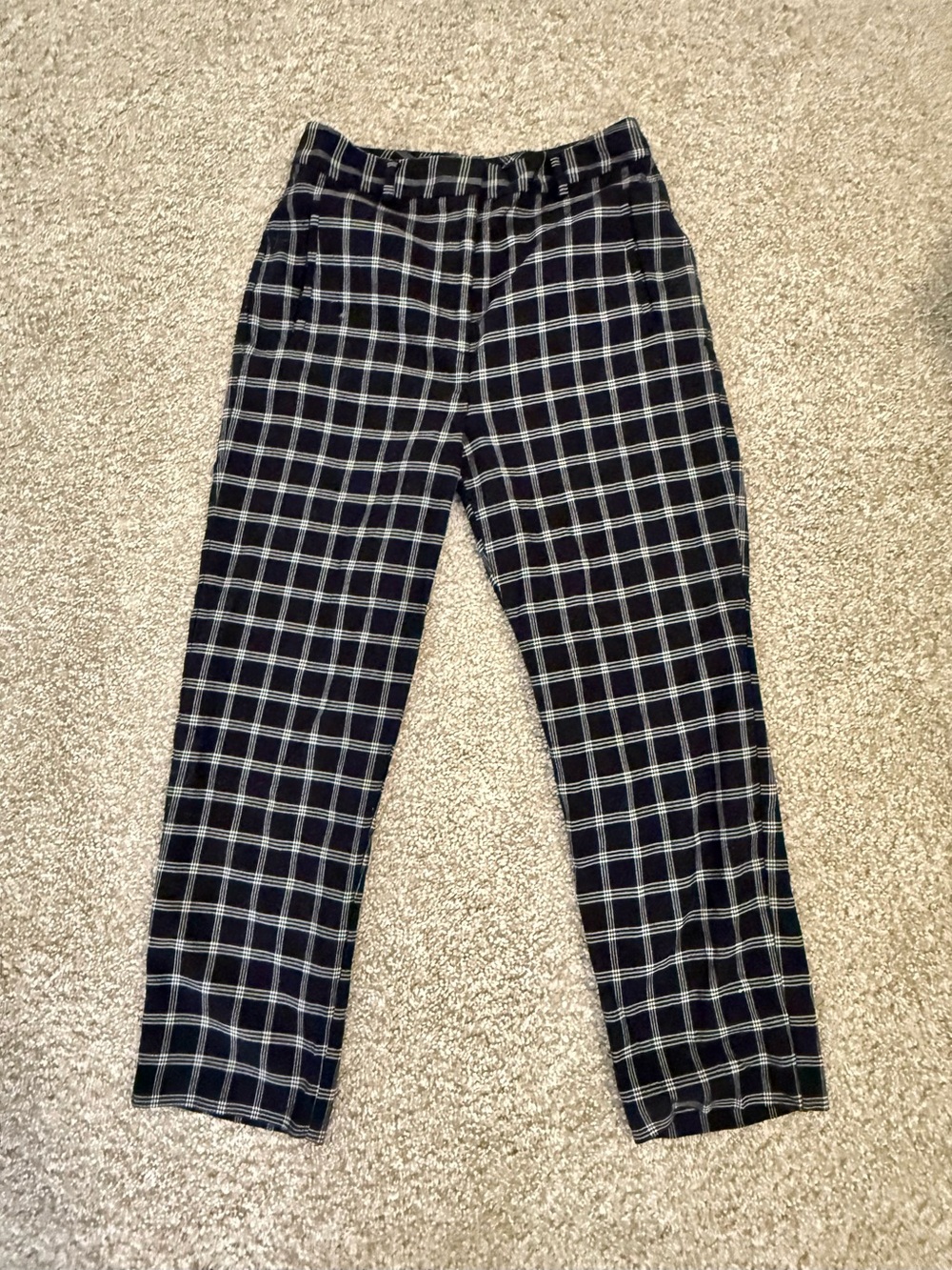 1. State Chic Windowpane Plaid Ankle Slim Pants
